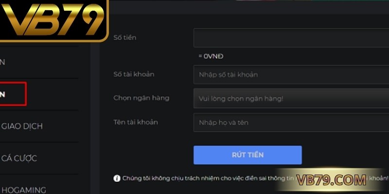 rút tiền vb79